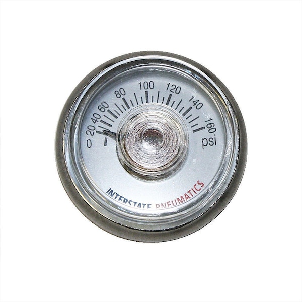 Interstate Pneumatics Pressure Gauge, 0 to 160 PSI psi, 1.25 in Dial, 1/8 in NPT Back Location G2100-160 - main